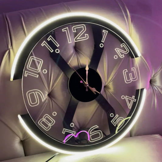 Premium X Shape Neon Clock Modern Style Ambient Light