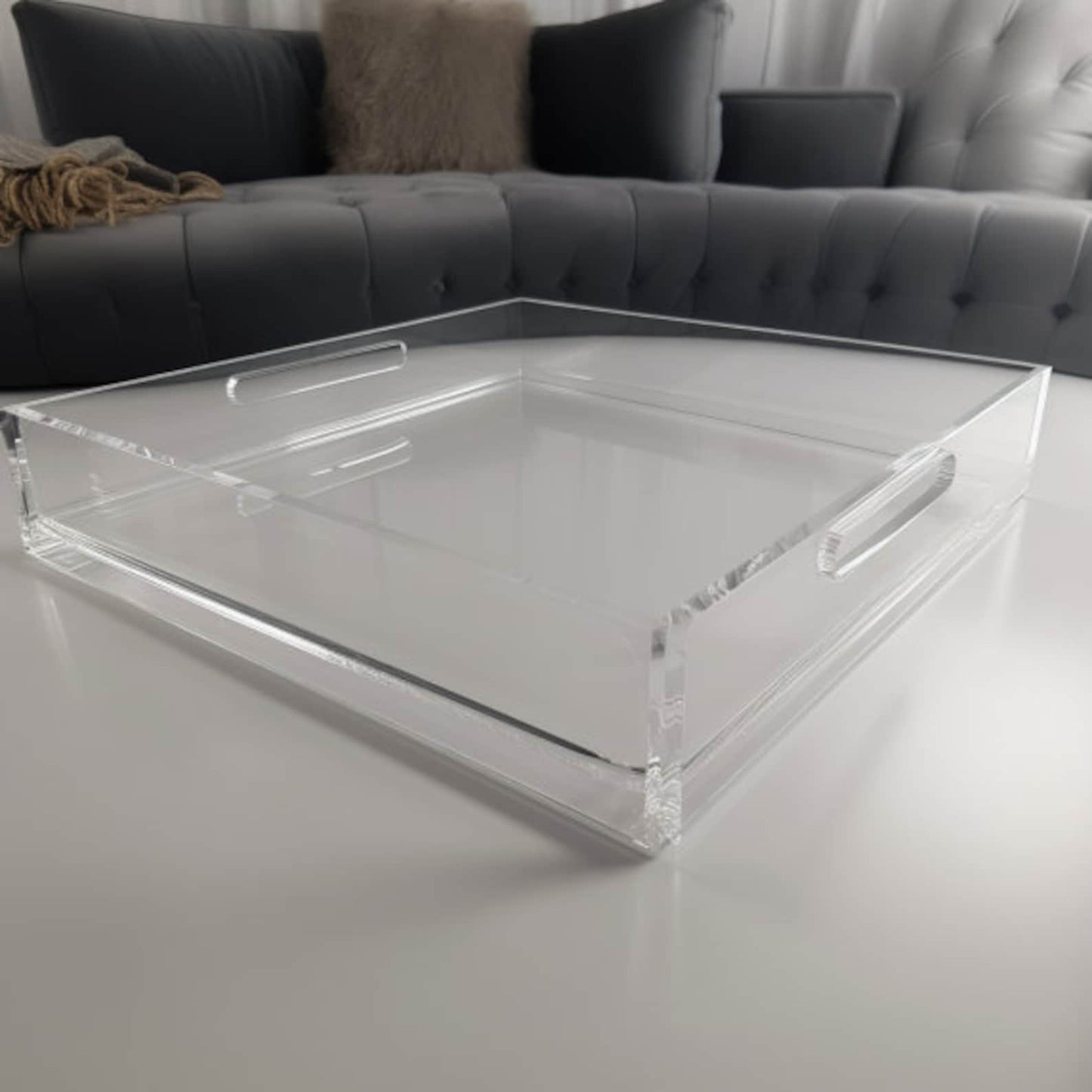 Handcrafted Ottoman Tray | Clear Large Acrylic Tray | Clear Perspex Acrylic| Modern Home Decor | Serving Tray