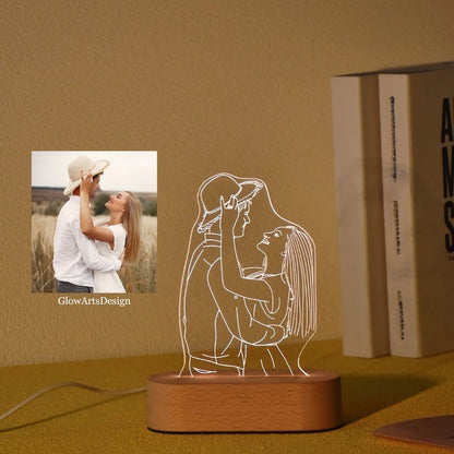 Custom 3D Photo Lamp - 3D Acrylic Lamp - Engraved Photo Lamp - Night Light Lamp With Engraved  - Bedside Lamp - Gift For Couples