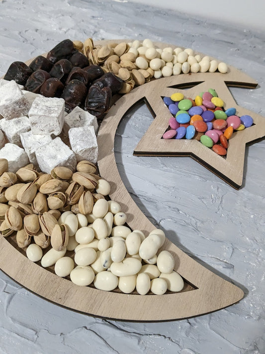 Personalized Crescent Moon Star Tray | Customized Ramadan Tray | Eid Tray I Eid Mubarak I Ramadan Mubarak