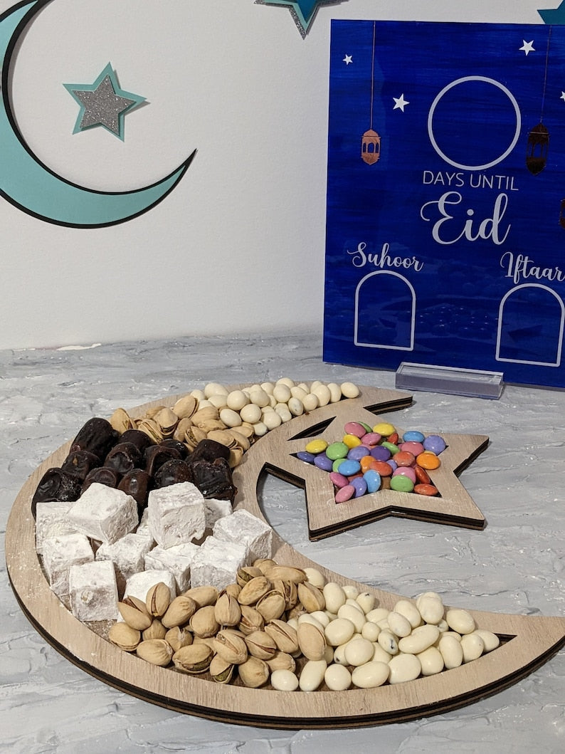 Personalized Crescent Moon Star Tray | Customized Ramadan Tray | Eid Tray I Eid Mubarak I Ramadan Mubarak