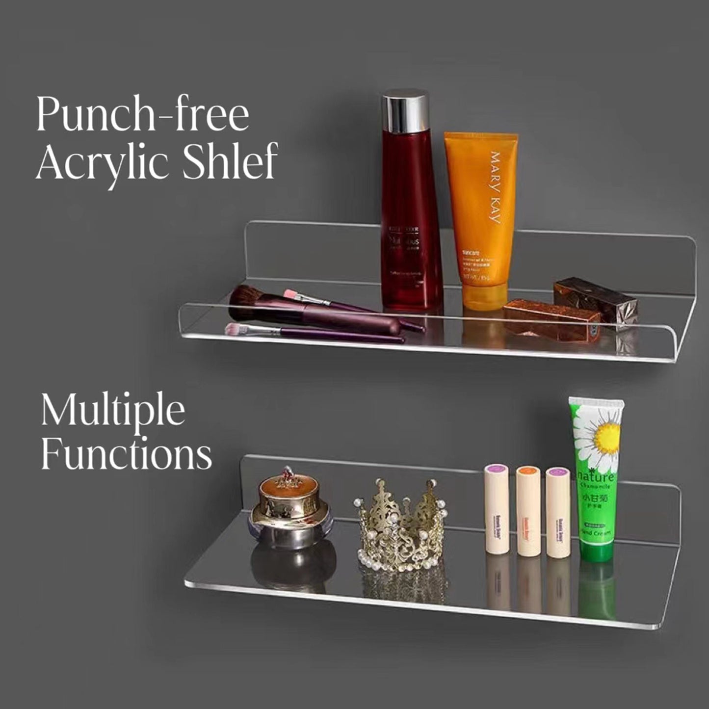 Acrylic shelves | Acylic Holder | Kitchen Organizer | Bookshelf | Hanging Organizer | Bathroom Organizer | Wall Mounted Holder