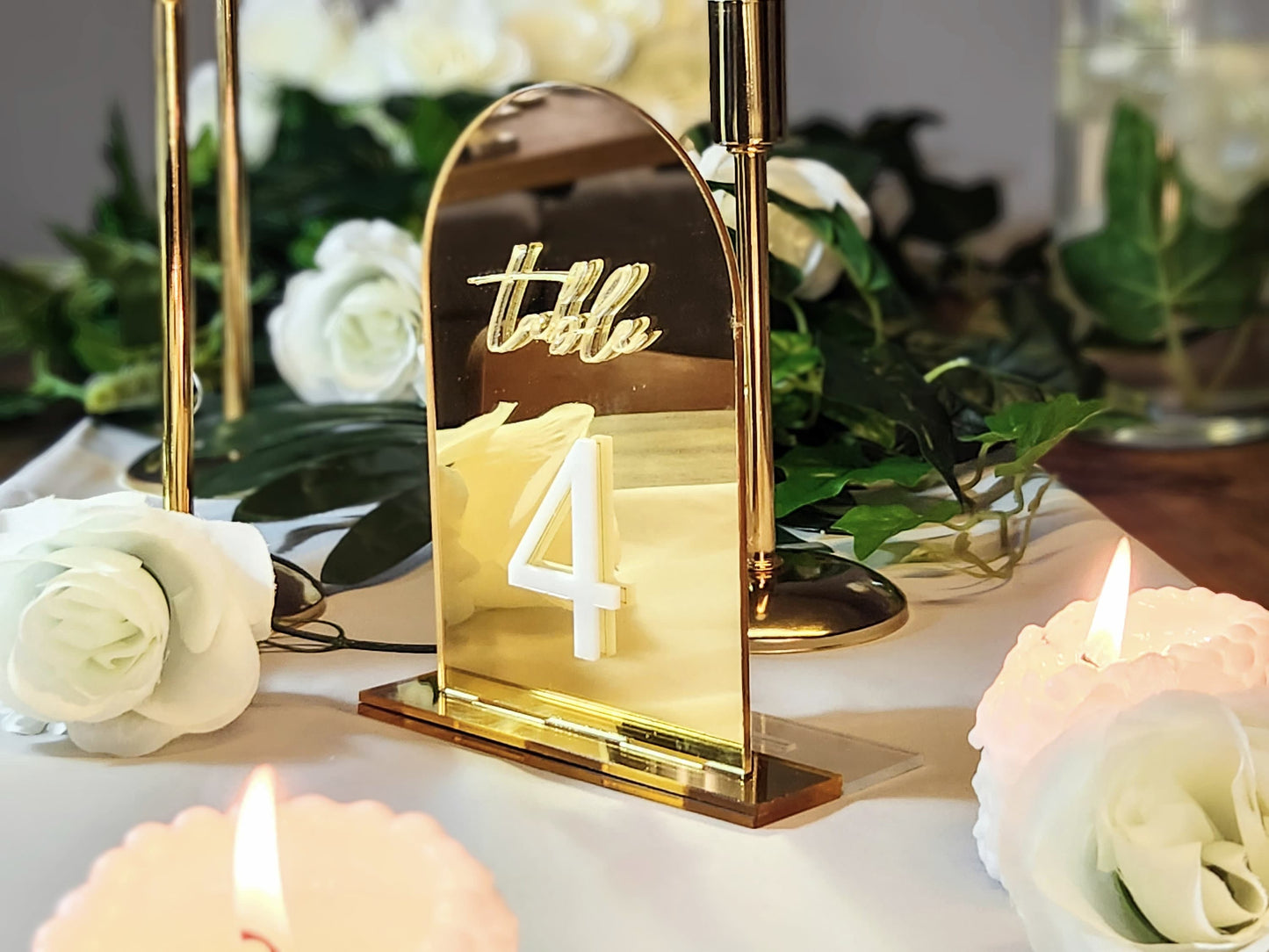 Mirror Table Numbers, Wedding Table Number