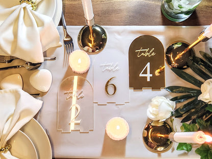 Mirror Table Numbers, Wedding Table Number