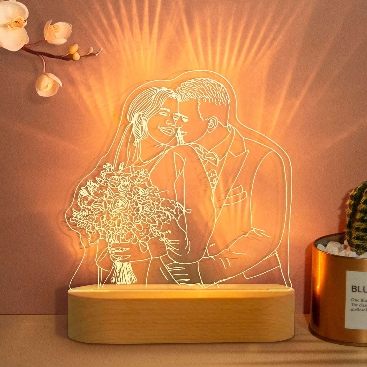 Custom 3D Photo Night Lamp | Personalized Photo Night Light w/ Portrait Illusion Design | 3D Custom Night Lamp from Photo | Anniversary Gift