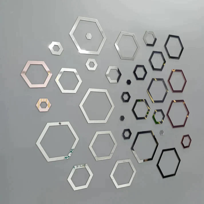 Acrylic Hexagon Ring Mirror Wall Stickers