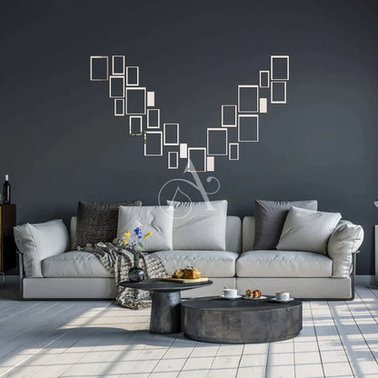 Acrylic Rectangle Ring Mirror Wall Stickers