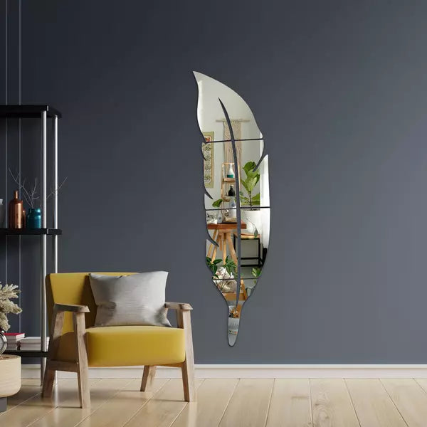 Acrylic Feather Mirror Wall Sticker